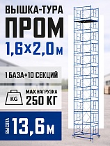 Купить Вышка-тура Промышленник ВСП Пром 1.6×2.0, 13.6 м