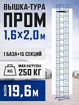 Купить Вышка-тура Промышленник ВСП Пром 1.6×2.0, 19.6м