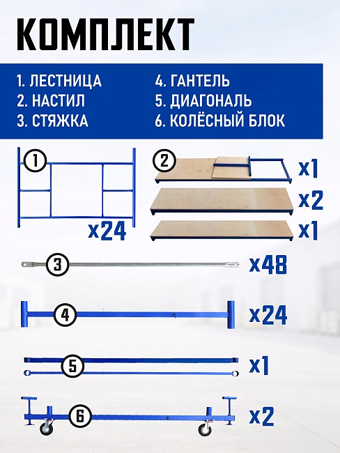 Вышка-тура Промышленник ВСП ПРОМ 2.0х2.0, 14.8 м фото 4