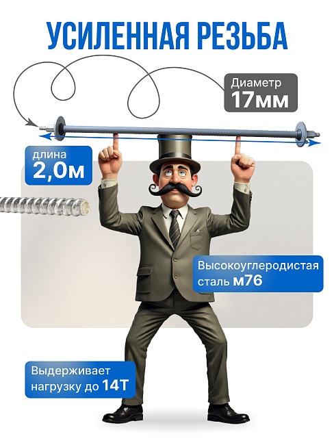 Винт стяжной для опалубки Промышленник холоднокатаный 2,0 м фото 3