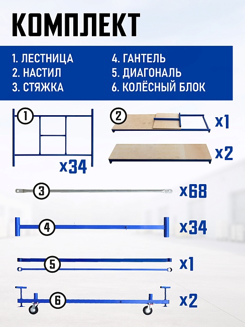 Вышка-тура Промышленник ВСП Пром 1.6×2.0, 20.8м фото 4