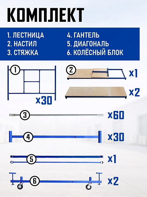 Вышка-тура Промышленник ВСП Пром 1.6×2.0, 18.4 м фото 4